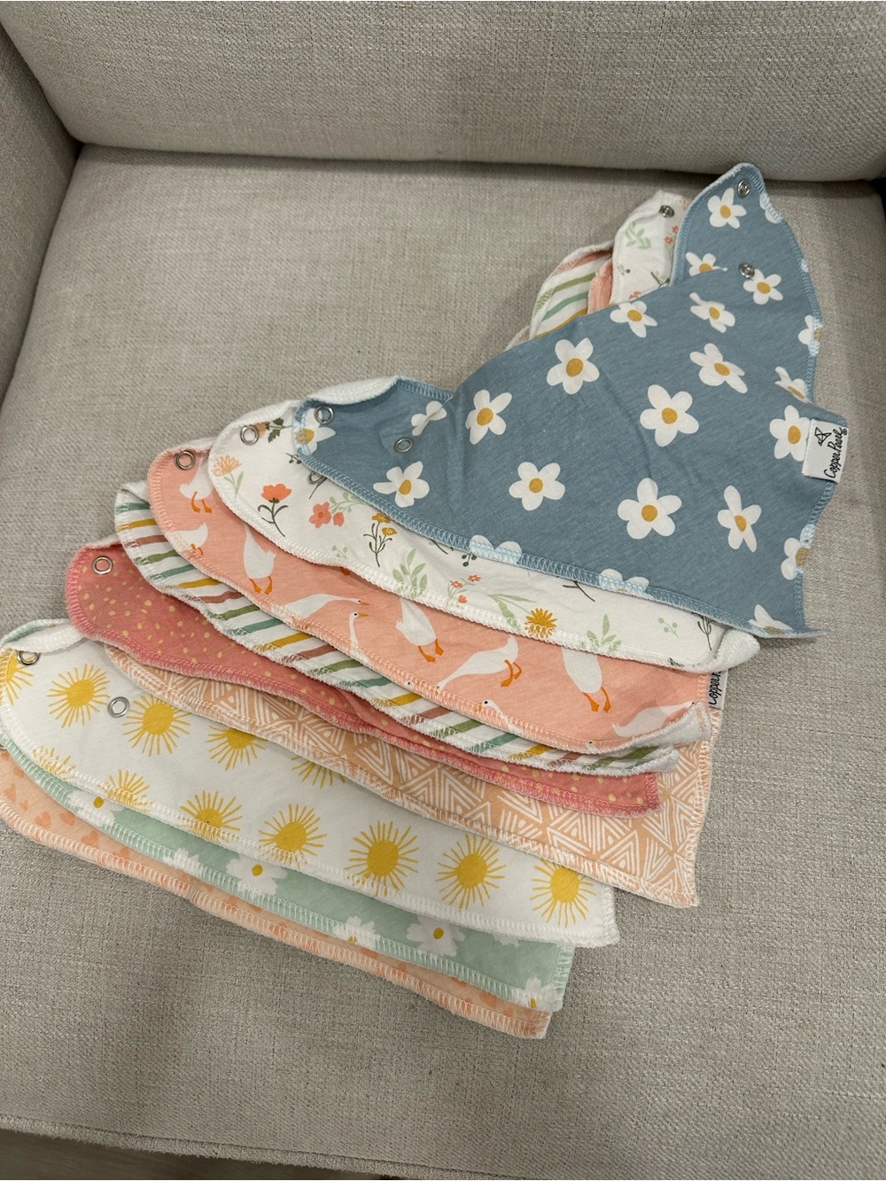 Copper Pearl bundle of 9 bandana bibs
